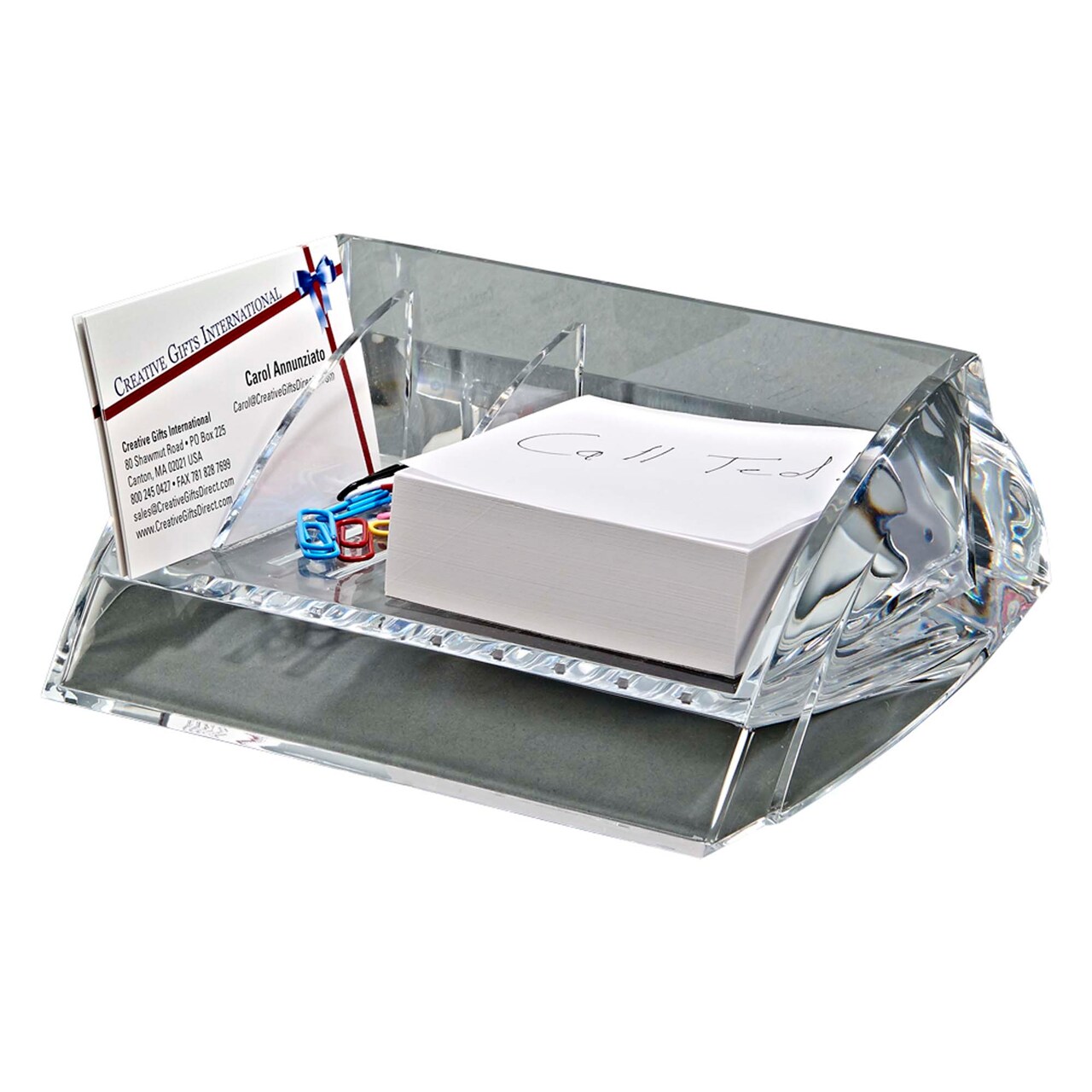 Contemporary Home Living 7.25" Clear and Silver Unique Desk Caddy Organizer